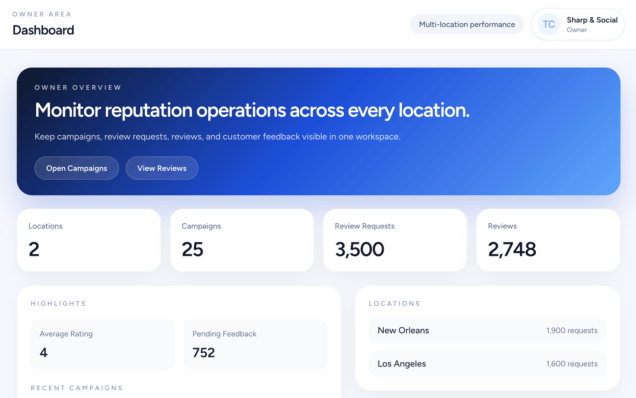 RepuBridge dashboard preview